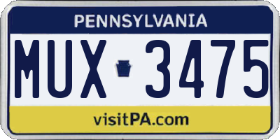 PA license plate MUX3475