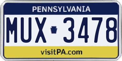PA license plate MUX3478