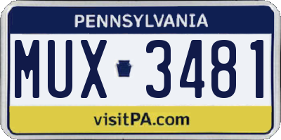 PA license plate MUX3481