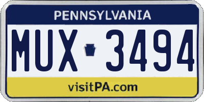 PA license plate MUX3494