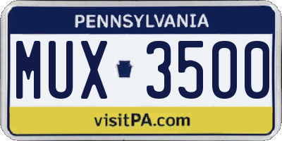 PA license plate MUX3500