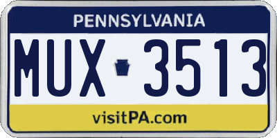 PA license plate MUX3513
