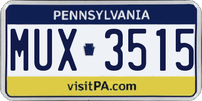 PA license plate MUX3515
