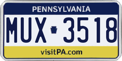 PA license plate MUX3518