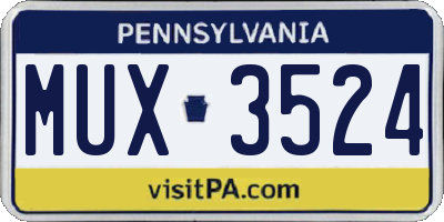 PA license plate MUX3524