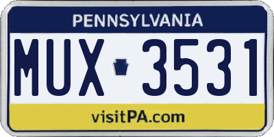 PA license plate MUX3531
