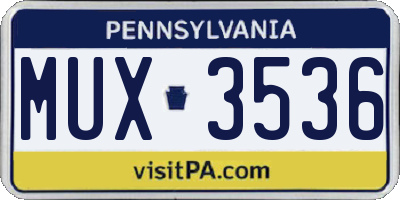 PA license plate MUX3536