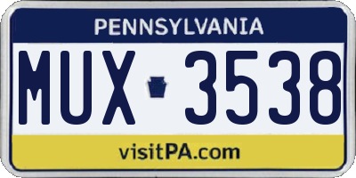 PA license plate MUX3538