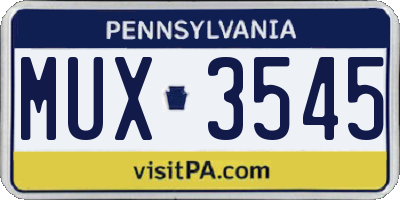 PA license plate MUX3545