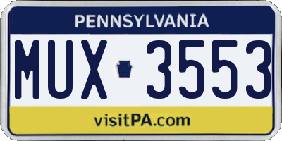 PA license plate MUX3553