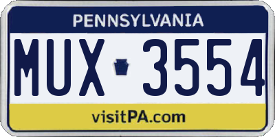 PA license plate MUX3554