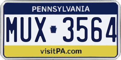 PA license plate MUX3564
