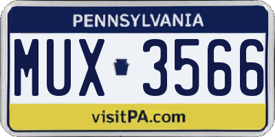 PA license plate MUX3566