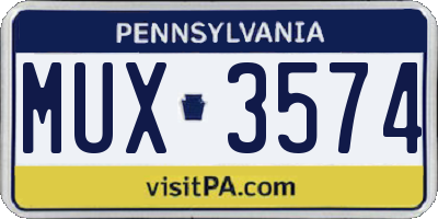 PA license plate MUX3574