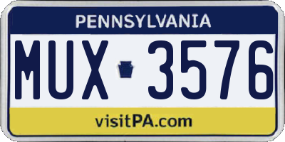 PA license plate MUX3576