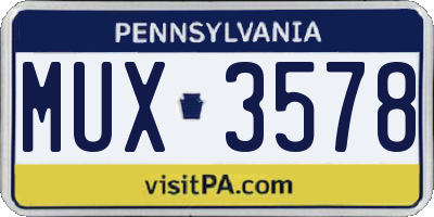 PA license plate MUX3578
