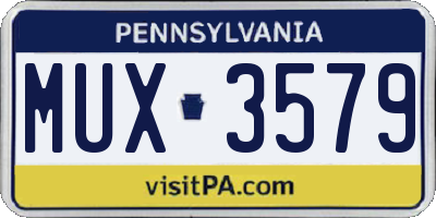 PA license plate MUX3579