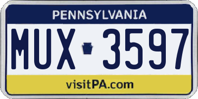PA license plate MUX3597