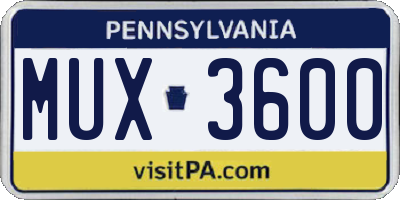 PA license plate MUX3600