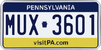 PA license plate MUX3601