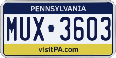 PA license plate MUX3603
