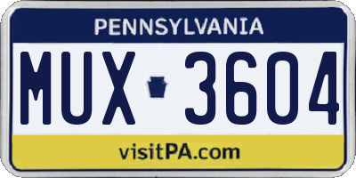 PA license plate MUX3604