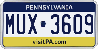 PA license plate MUX3609