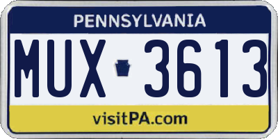 PA license plate MUX3613