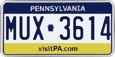 PA license plate MUX3614