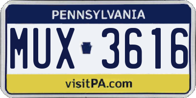 PA license plate MUX3616