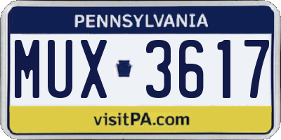 PA license plate MUX3617