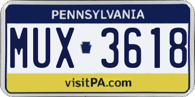 PA license plate MUX3618