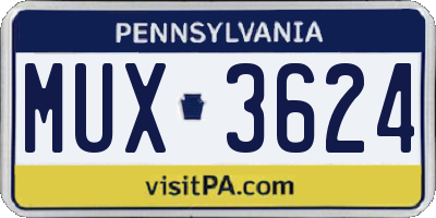 PA license plate MUX3624