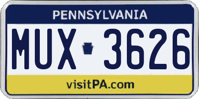 PA license plate MUX3626