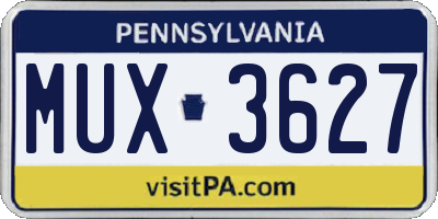 PA license plate MUX3627