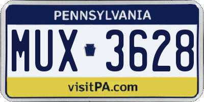 PA license plate MUX3628