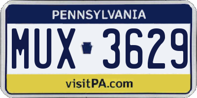 PA license plate MUX3629