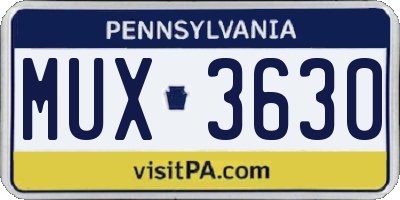 PA license plate MUX3630