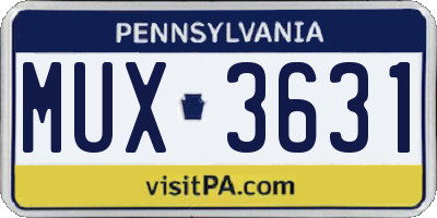 PA license plate MUX3631