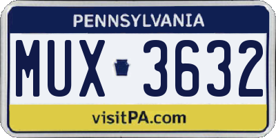 PA license plate MUX3632