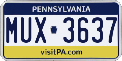 PA license plate MUX3637