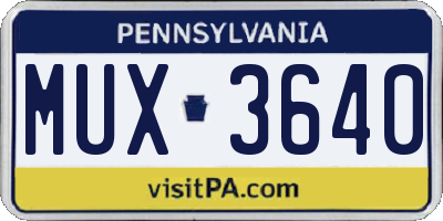 PA license plate MUX3640