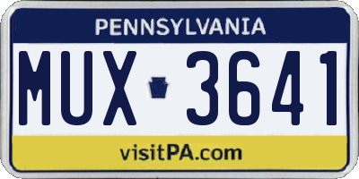 PA license plate MUX3641