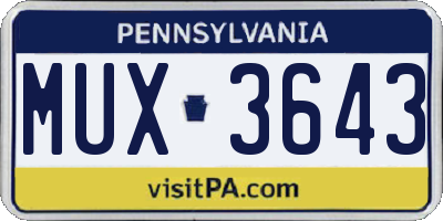 PA license plate MUX3643