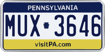 PA license plate MUX3646