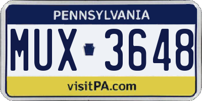PA license plate MUX3648