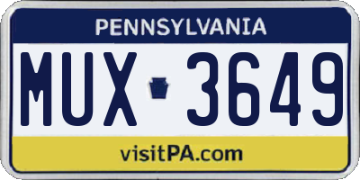 PA license plate MUX3649