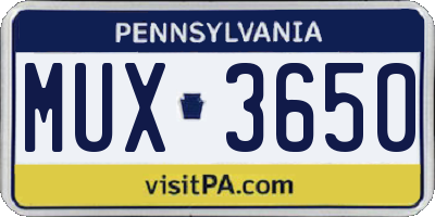 PA license plate MUX3650