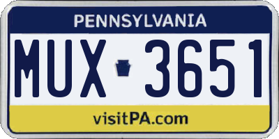 PA license plate MUX3651