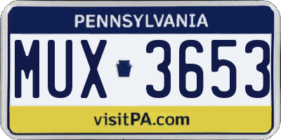 PA license plate MUX3653